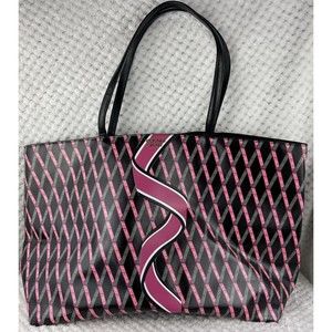Victoria's Secret Ribbon Logo Everything Women Tote Bag Black & Pink